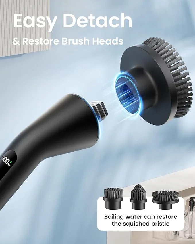 Electric Spin Scrubber, 2025 New Cordless Cleaning Brush for Home, IPX7 Waterproof Spin Scrubber with 7 Brush Heads, Adjustable Long Handle and 2 Rotating Speeds for Bathroom Tub Floor - NeatNest
