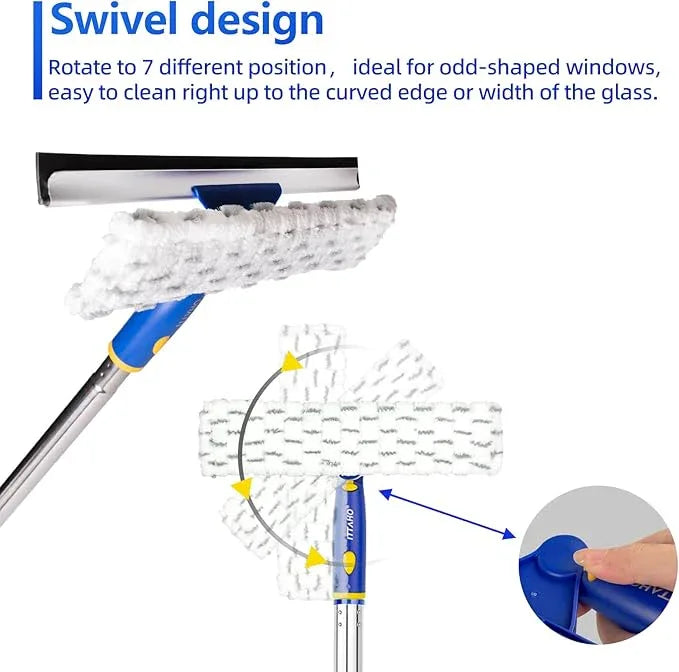 ITTAHO 81" Window Squeegee Cleaner, 2 in 1 Window Cleaning Tool Kit,Shower Squeegee with Extension Pole, Glass Cleaning Tools for Shower Glass, Indoor/Outdoor High Window Cleaning-Two Pads - NeatNest