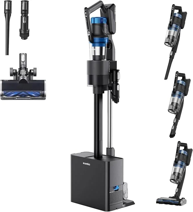 Eureka Stylus Elite NEC490BL Cordless Stick Vacuum, 350W Powerful Suction, Self-Emptying Station, 60-Min Runtime, Anti-Tangle Brushroll, 5-Layer HEPA Filtration, Ideal for Pet Hair&All Floor Types - NeatNest
