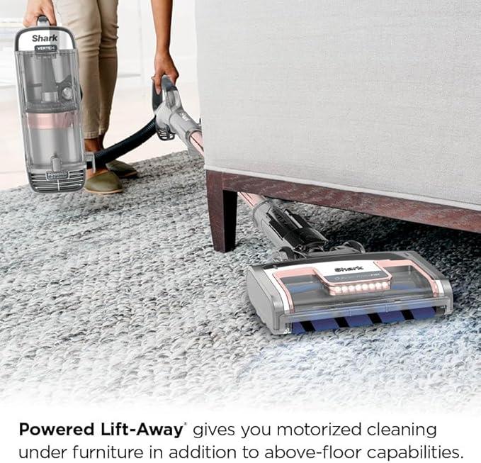 Shark AZ2002 Vertex Powered Lift-Away Upright Vacuum with DuoClean PowerFins, Self-Cleaning Brushroll, Large Dust Cup, Pet Crevice Tool, Dusting Brush & Power Brush, Silver/Rose Gold - NeatNest