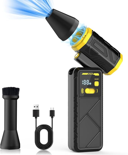 Upgrade Version-Cordless Air Duster-280000RPMSuper Power Air Duster Rechargeable,Stepless Speed Change Air Duster,with Display Screen & Light,Dust Blower for Computer, Keyboard, House,Outdoor and Car