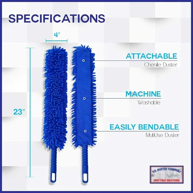 Ceiling Fan Duster Cobweb Duster, Extendable Reach 20 feet, | 3-Stage Aluminum Telescoping Pole | Extends for High Ceiling Duster | Long Handle Plus 2 Duster Heads - NeatNest