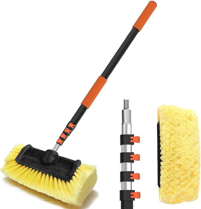 Buyplus 12FT Car Wash Brush with Long Handle, 12-Inch Soft Bristle, with Aluminium Telescoping Pole, for Cleaning Car, SUV, RV, Boats, House Siding, Floors, Solar Panels, and More - NeatNest