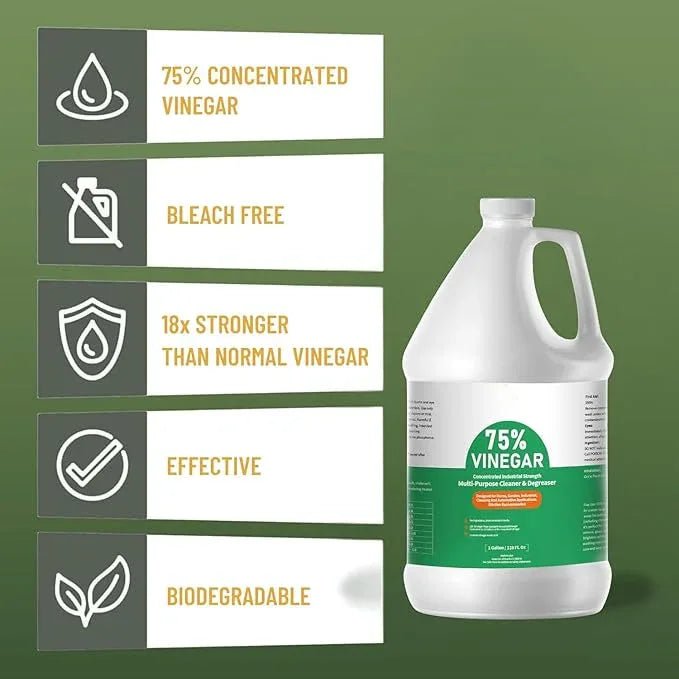75% Vinegar Concentrated | White Vinegar for Cleaning and Garden | Horticultural, Home, and Outdoor Pure| | 1 Gallon (128 fl oz) | Max Performance 18X Power - NeatNest