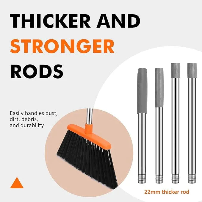 NACENA Heavy Duty Broom, 55 Inch Long Handle Outdoor Large Angle Brooms, Commercial Broom for Sweeping Indoor, for Home Garage Kitchen Office Courtyard Lobby Patio Lawn Concrete, 2 Pack (Grey&Orange) - NeatNest