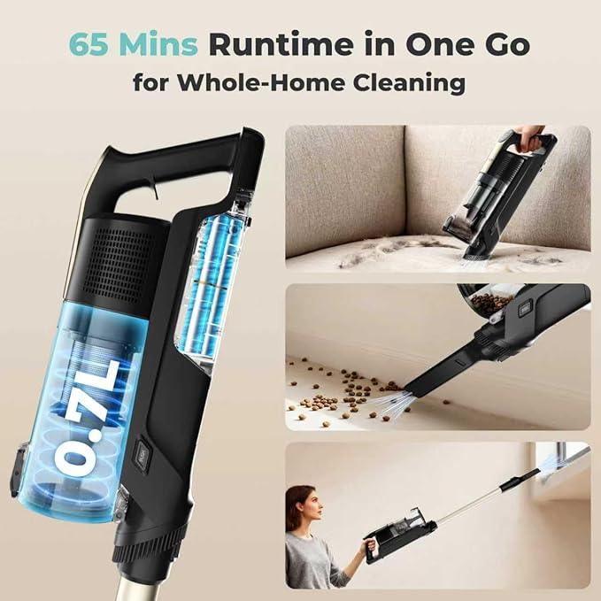 Candy Cordless Vacuum Cleaner,65Mins Stick Vacuum Cleaners for Home,400W/190AW Powerful Suction,Anti-Tangle,LED Display,Self-Standing,One-Click Clean,Handheld,Hardwood Floor/Carpet/Pet Hair,CVS30 - NeatNest