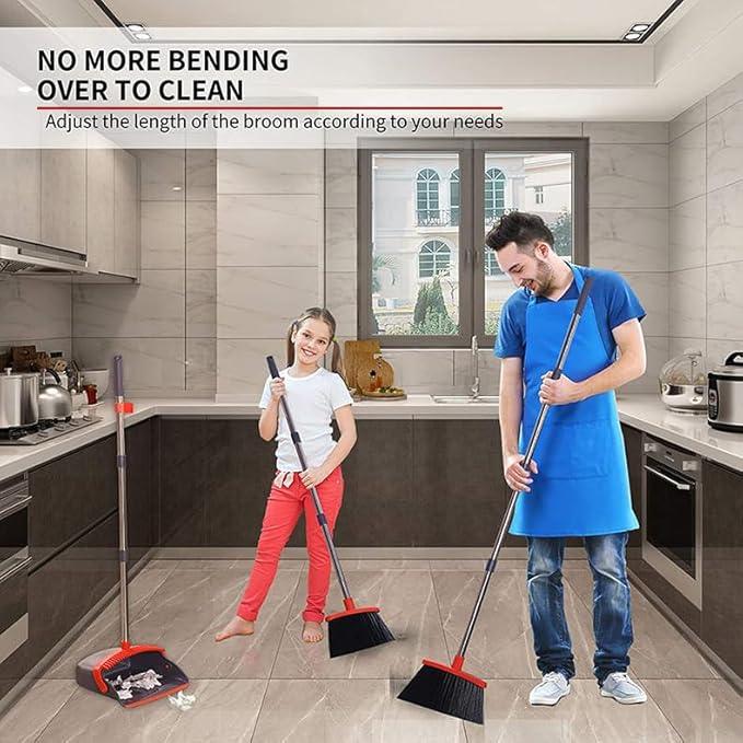 2-Pack is More economical，Brooms with Dustpan Combo Set， with 52" Long Handle, Dustpan Teeth with self-Cleaning Function, Indoor and Outdoor Sweeping, Perfect for Home Office - NeatNest