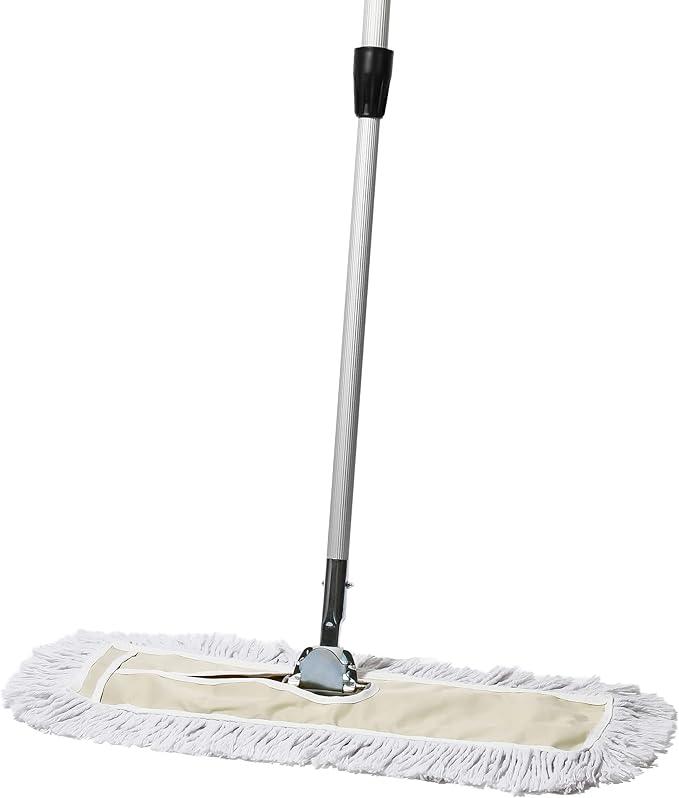 Commercial Dust Mop – 24 Inch Floor Sweeper for Hardwood, Reusable Cotton Mop Head, Extendable Handle, Dry Mop for Floor Cleaning & Janitorial Supplies - NeatNest