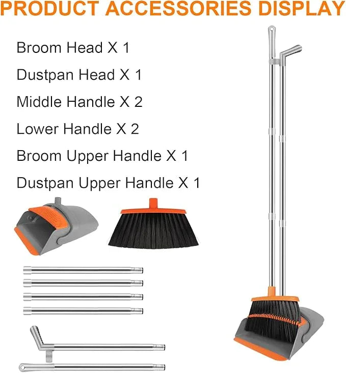 Broom and Dustpan Set for Home, Broom with Dustpan Combo Set, 51" Long Handle Dust Pan Set for Household - NeatNest