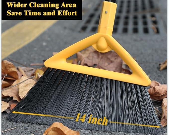 Heavy Duty Broom Outdoor and Indoor, 3 Pack Upgraded Commercial Angle Brooms, Perfect Yellow Broom of House, Kitchen, Garage, Courtyard - NeatNest