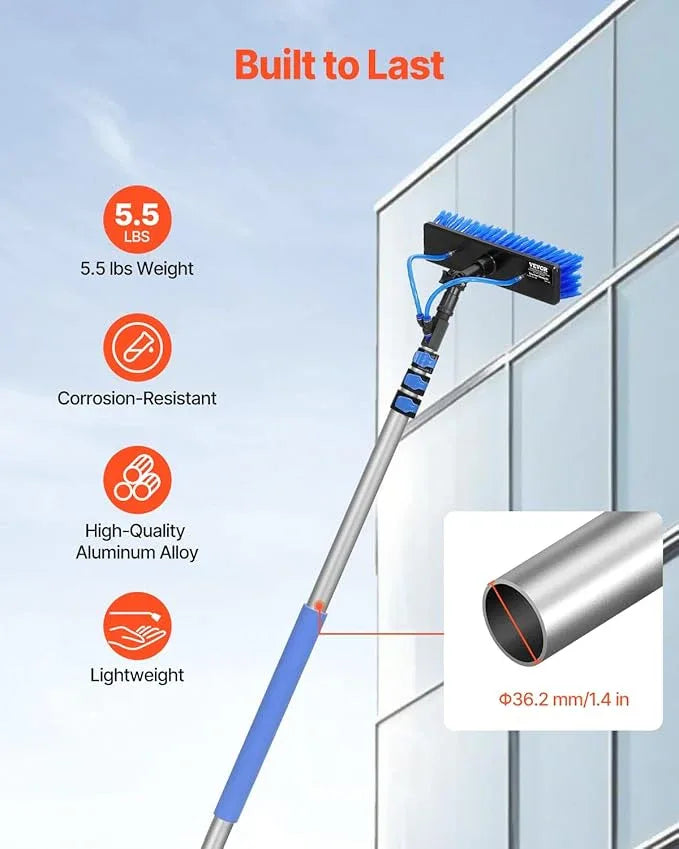 VEVOR Water Fed Pole Kit, 20FT Solar Panel Cleaning Pole with Extendable Handle, 180° Rotatable Brush Head & 65.6FT Hose, Household & Outdoor Window Cleaner Tool for Caravan Solar Panel Deck - NeatNest