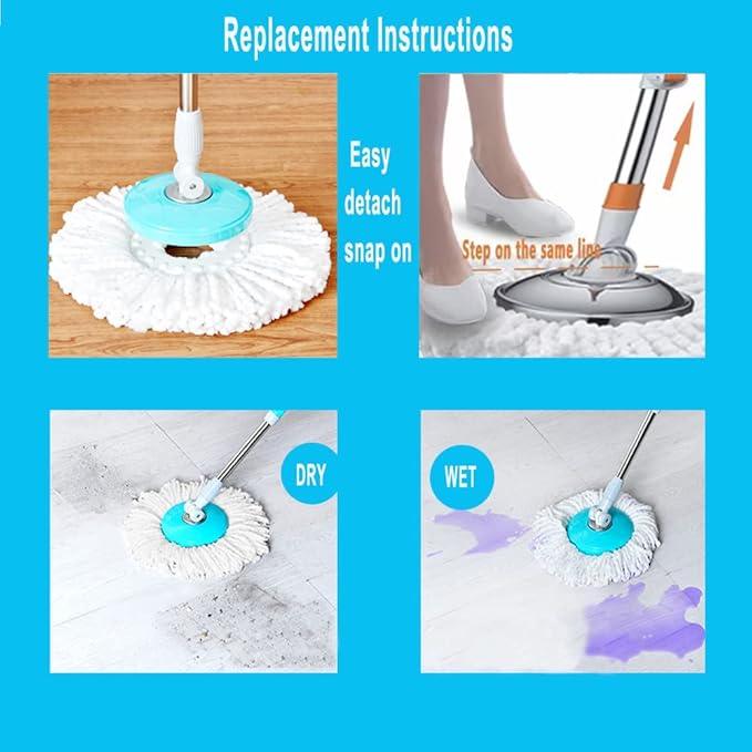 6-Pack Spin Mop Heads Refill, Easy Wring Microfiber Replacement Pads for Deep Cleaning, Universal Fit for Most Round Spin Mops - NeatNest