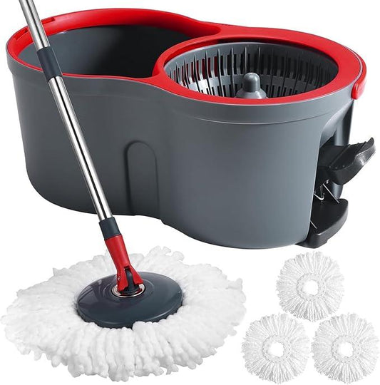 360° Spin Mop and Bucket Set Cleaning System,Mop and Bucket with Wringer Set for Home,Wet Dust Mop for Floor Cleaning with 4 Mop Heads - NeatNest