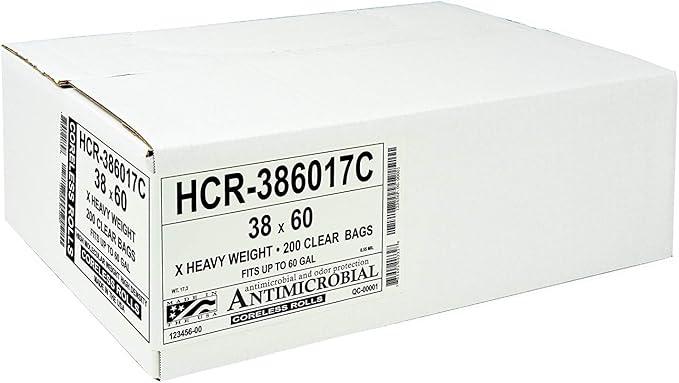Aluf Plastics High Density Trash Bags, 60 Gallon, 200 Count, 14 Micron (eq), 38" x 60", Clear, for Bathroom, Office, Industrial, Commercial, Janitorial, Municipal, Recycling - NeatNest