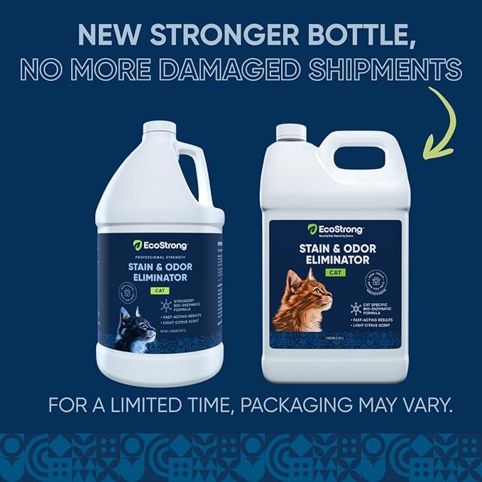 Eco Strong Cat Stain And Odor Remover| Enzyme Urine Odor Neutralizer - Stain Remover for Carpet, Litter Boxes, Bedding, and Laundry [Citrus Scent Gallon Value Size] - NeatNest