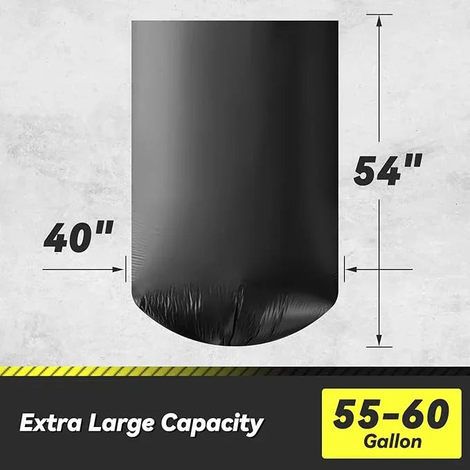 100 Count 55-60 Gallon Trash Bags, Sturdy & Tear-Resistant Commercial Can Liners 55 Gallon, Large Garbage Bags, Large Black Trash Bags for Commercial, Lawn and Leaf Bags - NeatNest