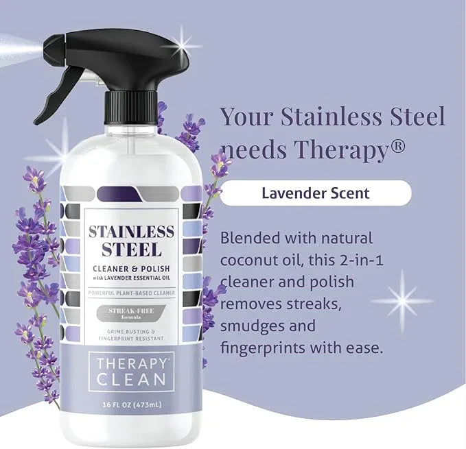 Therapy Stainless Steel Cleaner and and Polish Wipes Bundle with Microfiber Cloth - Remove Fingerprints from Appliances, Sinks, Fridge, Grill, Refrigerator, BBQ, Stove - Stainless Steel Spray and Wipe - NeatNest