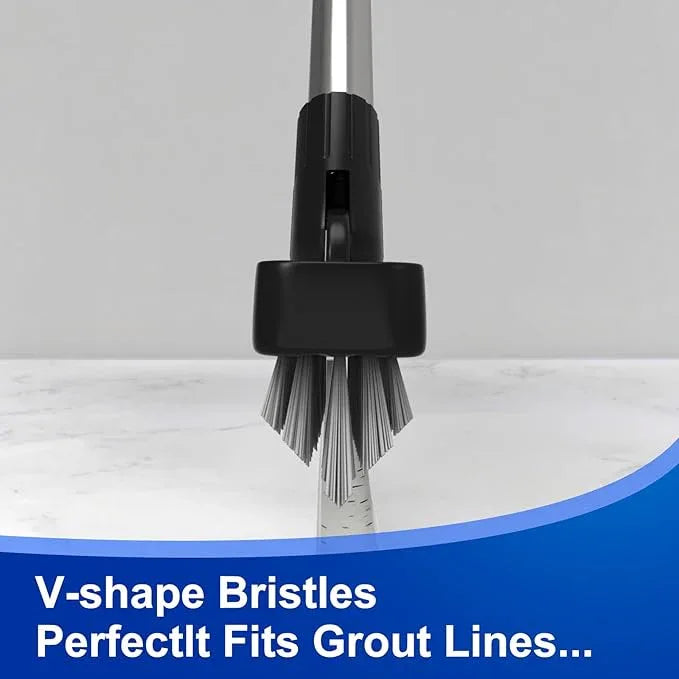 BITOPE Grout Brush Cleaner with Adjustable Long Handle Swivel V-Shaped Stiff Bristles Scrubber for Cleaning Tile Crevice Line Corner Bathroom Shower Baseboards Hard to Reach Areas-56 inch - NeatNest