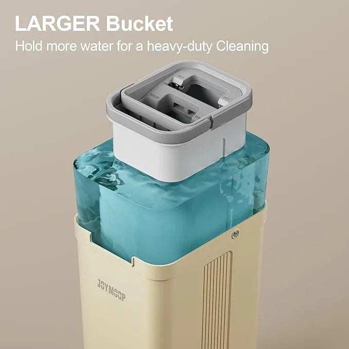 JOYMOOP Mop and Bucket Set (Beige & Blush Brown) with Extension Handle, Ideal for Floor, Window, and Wall Cleaning - Includes 3 Washable Microfiber Pads for Wet and Dry Use - NeatNest