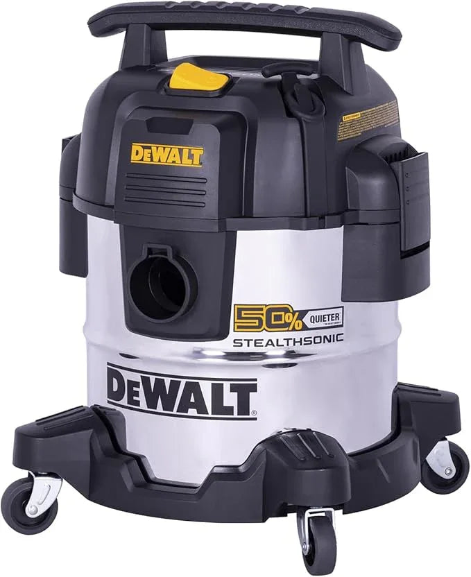 DEWALT 5 Gallon STEALTHSONIC Shop Vacuum Wet and Dry, Powerful Suction & Portable Shop Vac with Attachments, Ultra Quiet Wet Dry Vacuum for Home, Garage, Car, Workshop, Jobsite, DXV05S-QT, 4 Peak HP - NeatNest