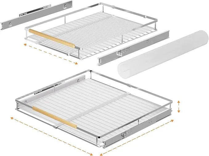 SANNO Pull Out Cabinet Organizer, Cabinet Slide Out Shelf, Pots Pans Organizers Shelves with Sliding for Cupboard Pantry Under Sink Closet, Expandable Width 17.1to 27" W x 22.5" D - NeatNest