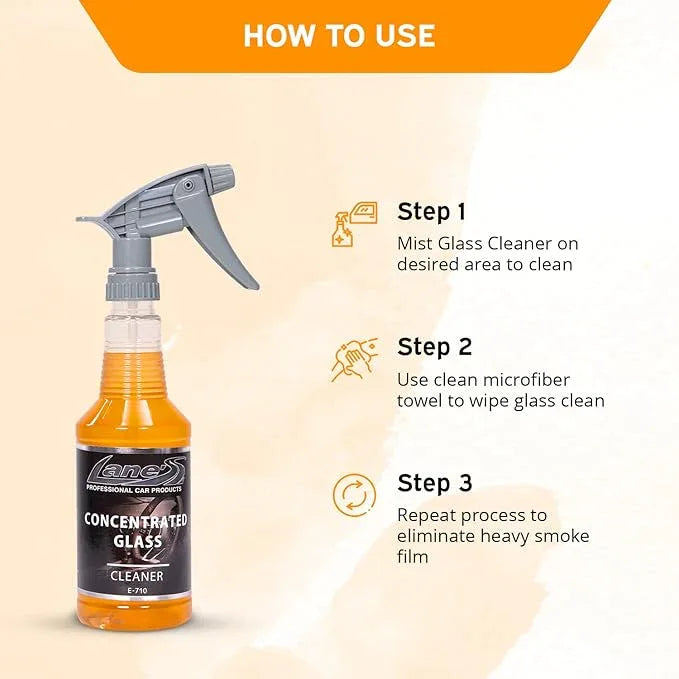 LANE'S Concentrated Auto Glass Cleaner | Tint-Safe Car Windshield, Window Cleaner | Removes Automotive Smoke Film, Fingerprints, & Smudges | Streak-Free, Safe for All Glasses | 16oz, 2 Pack - NeatNest