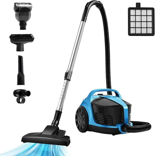 Canister Vacuums 45Kpa 1600W Canister Vacuum Cleaners for Home Double HEPA Filter 4.5Qt Bagless Vacuum Cleaner Lightweight Canister Vacuum Cleaner for Hard Floors Carpet Pet Upholstery Tiles Car Blue - NeatNest