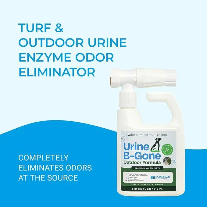 KINZUA ENVIRONMENTAL Urine B-Gone OD Professional Pet Urine Enzyme Cleaner, Pet Yard Odor Eliminator for Artificial Grass, Concrete & More, 32 fl oz - NeatNest
