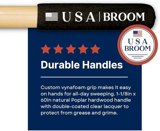 4 Pack Bundle - 36" Heavy Duty Outdoor Push Broom with 60" Handle. Ideal for Asphalt, Concrete & Heavy Debris. Durable American Made Steel Brackets-Stainless Steel Hardware. No Plastic. 100% USA Made. - NeatNest
