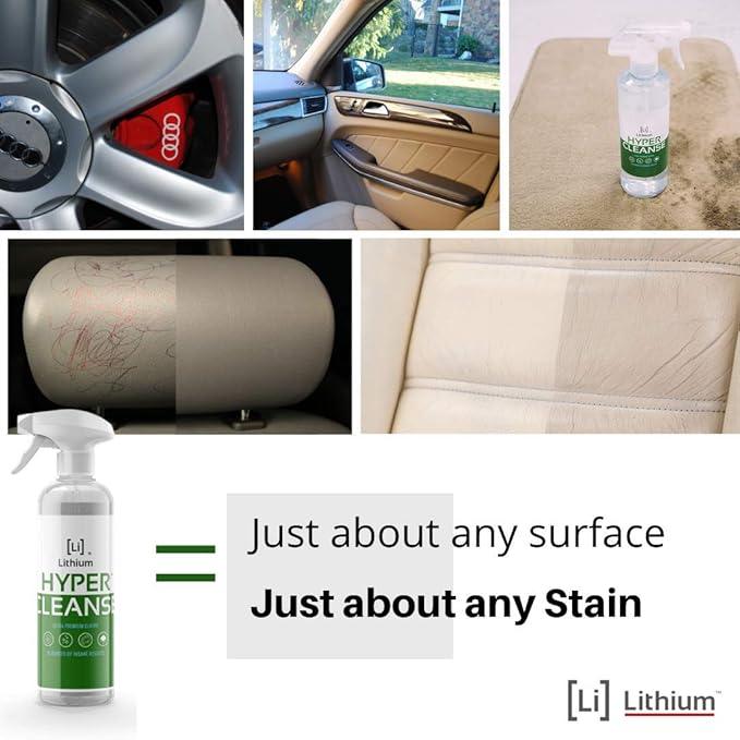 Lithium Hyper Cleanse Car Interior Cleaner - Car Cleaner Interior for Leather, Plastic, Carpet, Vinyl, and Tesla Vegan Leather - Solvent Free Interior Car Cleaner - Car Cleaning Spray (16 Oz) - NeatNest