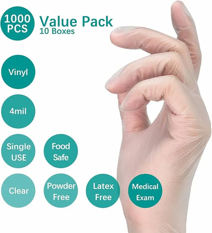 Clear Vinyl Food Safe Disposable Gloves Latex Free Powder Free for Food Prep Handling Cooking Cleaning - NeatNest