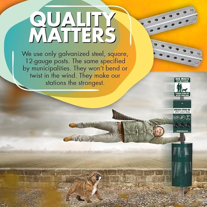ZERO WASTE USA - Rust Proof Aluminum Dog Waste Station - Free 400 Waste Roll Bags & 25 can Liners - 10-Year Warranty - Over 500k Sold in USA (Green) - NeatNest