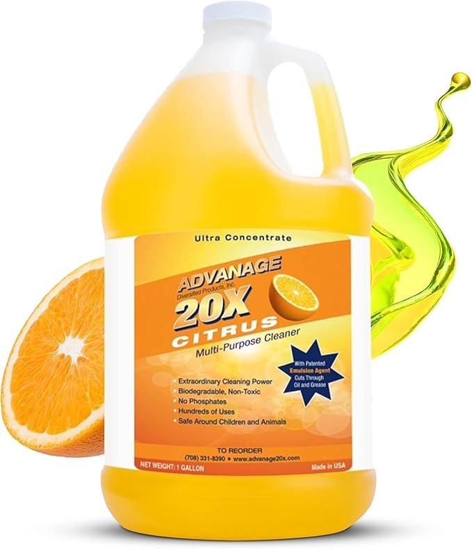 Advanage 20X Cleaner Concentrate Refill 128 oz | All Purpose Multi-Surface Cleaning Concentrate | Replace Every Household Cleaner | Natural and Citrus Scent, Human-Safe Cleaner USA Made - NeatNest