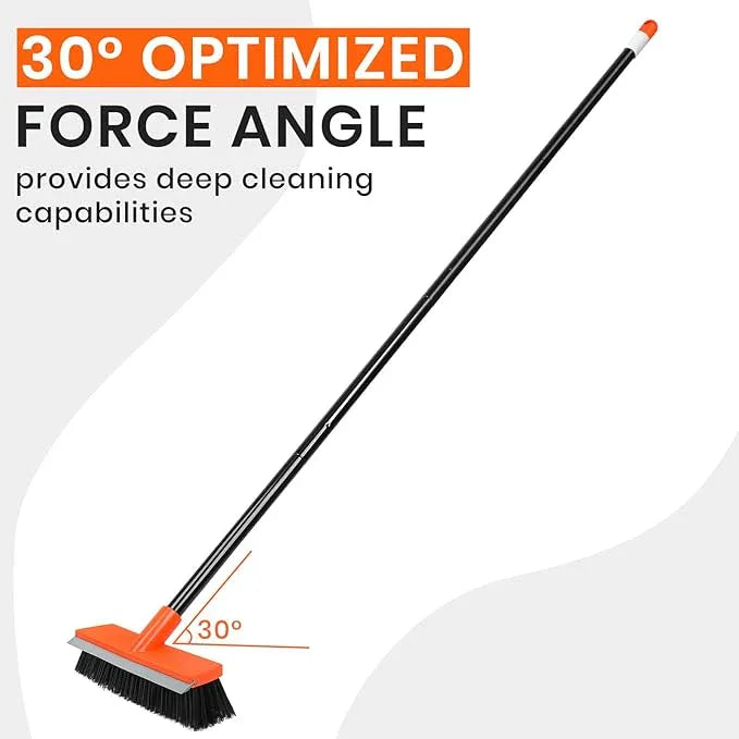 Deck Brush with Long Handle, Stiff Bristle Floor Scrub Broom, 55'' Outdoor Scrubber Remove Dirt, Leaves, Snow on Carpet, Patios, Garage, Concrete - NeatNest