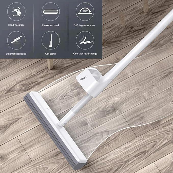 JINYISI Sponge Mop,Kitchen Home PVA Sponge Mop,Sponge Mops for Floor Cleaning,with 2pcs Super Absorbent Sponge Headd,for All Types of Floor - NeatNest