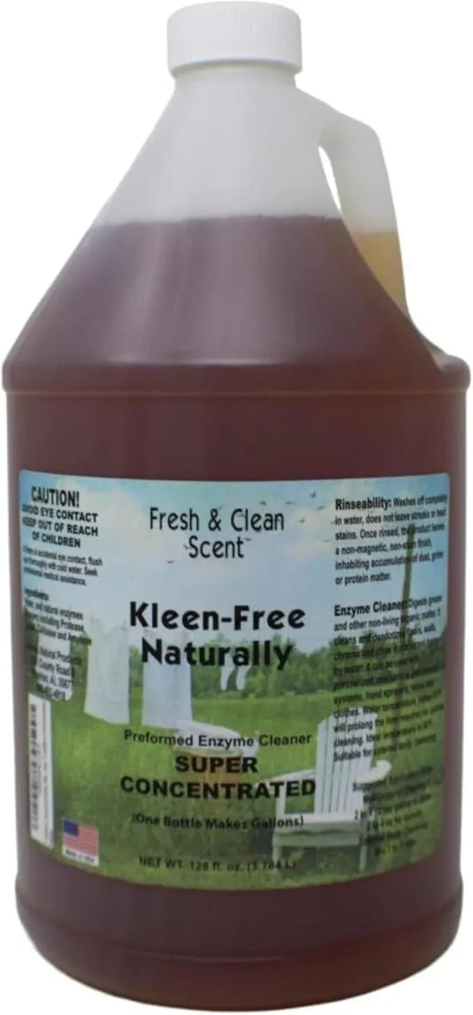 Naturally Preformed Enzyme Cleaner, Enzyme Solution, Multi-Purpose Cleaner, Laundry Additive and More - Concentrate - Fresh and Clean Scent -128oz - NeatNest