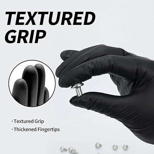 Jointown Vinyl Exam Gloves- 4 mil Safty Glove Latex-Free & Powder-Free, SGBE 8004 Synmax Disposable Medical Glove X-Large (2 Boxes of 100, Black) - NeatNest