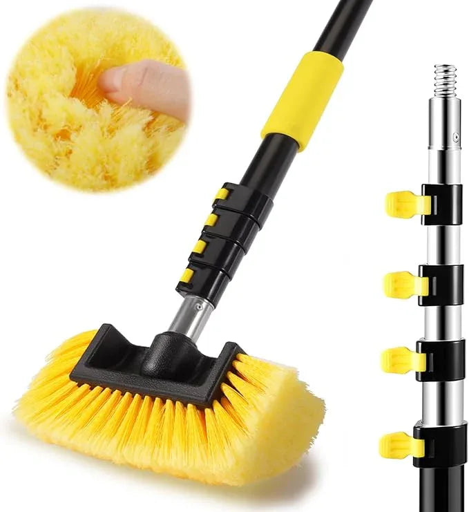 Car Wash Brush,12FT Car Wash Brush with Long Handle, Car Cleaning Brush 10-Inch Soft Bristles, 3-12Foot Telescopic Pole for Scratch-Free Cleaning Truck,RV, Boats,House Siding,Floors,Solar Panels - NeatNest