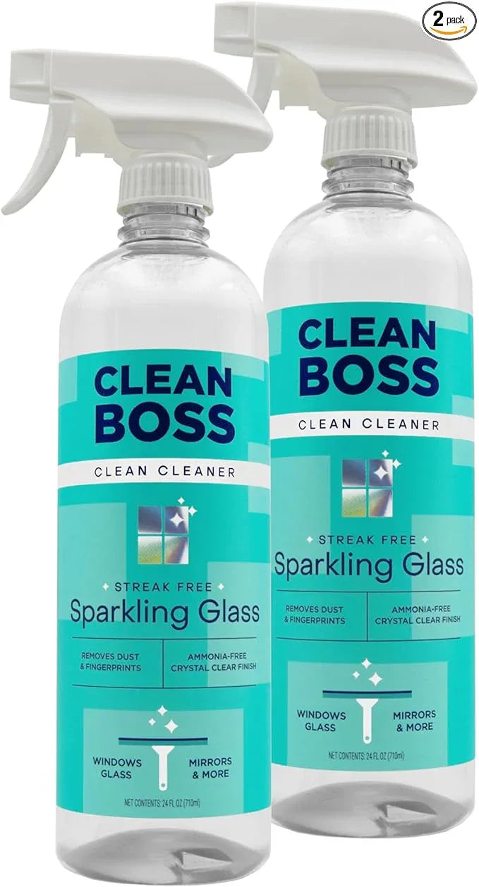 CleanBoss Sparkling Glass Cleaner, Streak-Free Formula for Windows and Mirrors, Plant-Powered (2) - NeatNest
