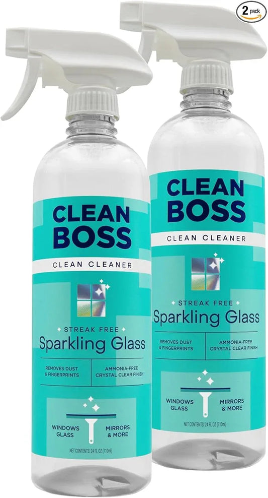 CleanBoss Sparkling Glass Cleaner, Streak-Free Formula for Windows and Mirrors, Plant-Powered (2) - NeatNest