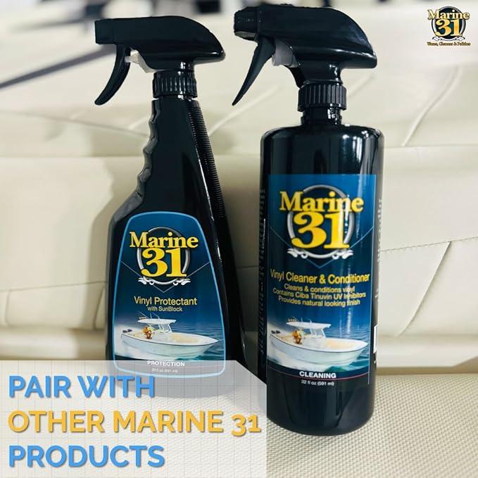 Marine 31 Vinyl Cleaner & Conditioner | Cleans, Protects & Prevents UV Damage | Safe for Boats, Car Interiors & Patio Furniture | No Sticky Residue, Long-Lasting Protection | M31-401 | 32 oz - NeatNest