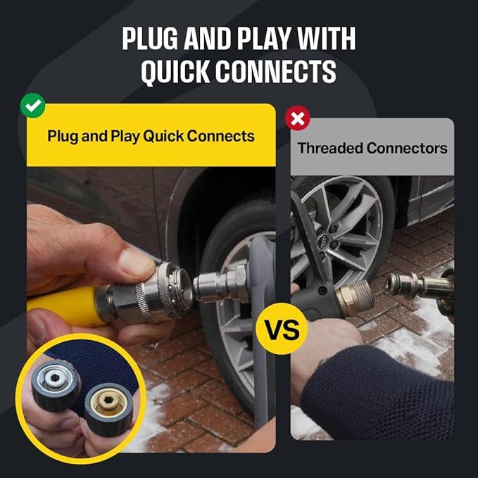 Active 100’ Pressure Washer Hose Compatible with gas and electric pressure washers (M22-14mm) Kink resistant, flexible steel braided power washer hose, max operating spec of 4000PSI & 12GPM and 212°F - NeatNest