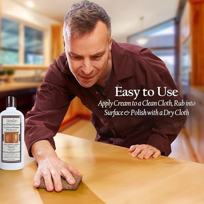 STANLEY HOME PRODUCTS CabinetShine Protector - Furniture Cleaner and Polish - Removes Dust Dirt and Grime Restores and Renews Protects Wood Finish Cinnamon Scent Suitable for Home and Commercial Use - NeatNest