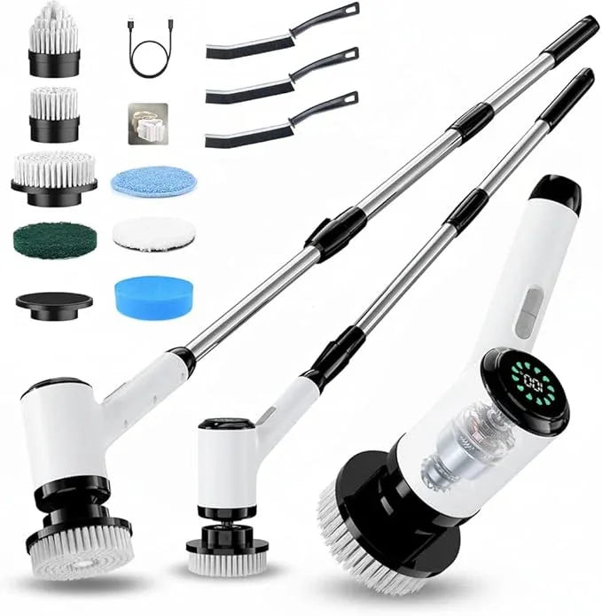 Electric Spin Scrubber for Cleaning-2 Adjustable Speeds,8 Cleaning Brushes,Cordless Cleaning Tools, Shower Scrubber with Long Handle,Power Scrubbers for Cleaning Bathroom, Tile Tub - NeatNest