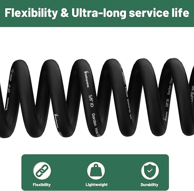 Short Garden Hose 10 ft x 5/8" Female to Female Hose Adapter, Heavy Duty Small Water Hose Extend Connector, Leak-Free Connections Hybrid Rubber Leader Hose with 3/4" Double GHT Fittings, BT10FF, Black - NeatNest