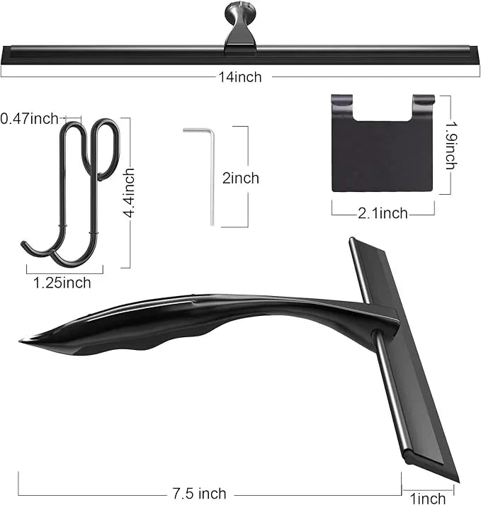 14'' Shower Squeegee, TOOVEM Squeegee for Shower Glass Door for Glass Doors, Windows, Bathroom, Car Windshield, Black - NeatNest