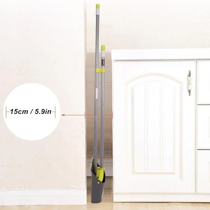 TreeLen Broom and Dustpan Set, TreeLen Broom with Dust Pan with Long Handle Combo Set for Office and Home Standing Upright Sweep Use with Lobby - NeatNest