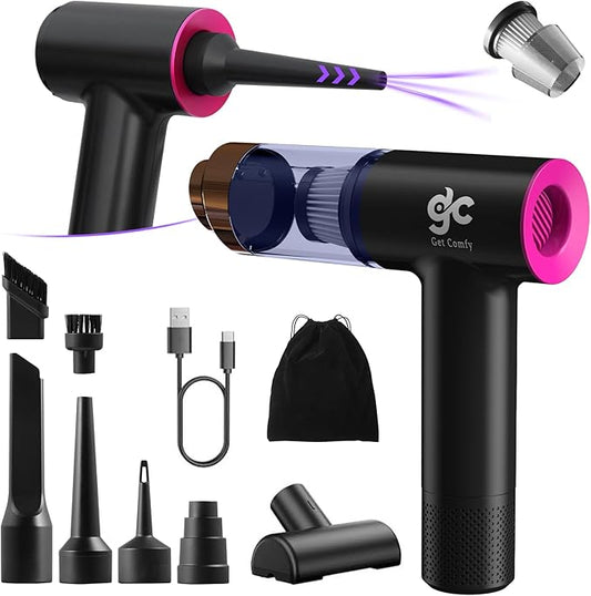 Get Comfy 12000 Pa 4-in-1 Cordless Car Vacuum Cleaner Handheld Air Duster Pump & Blower with Brushless Motor | Portable Mini Vacuum for Car, Home & Office with Type-C Fast Charging