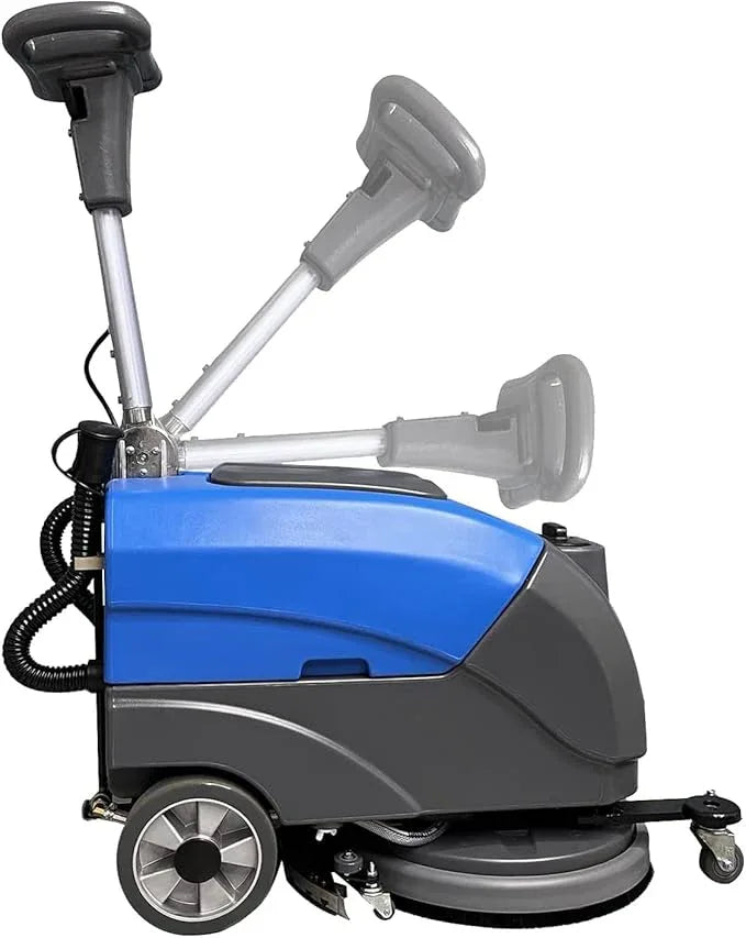 Floor Scrubber Machine with 15'' Brush, Foldable Walk Behind Hand Push Floor Scrubber Machine, good for office/restaurant(EM-25 Blue) - NeatNest