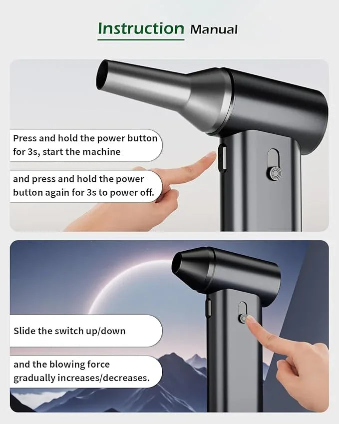 Compressed Air Duster, Electric Air Duster 130000RPM Cordless Rechargeable Motor Portable Blower, Adjustable Mini Blower for Computer, Keyboard, Outdoor, House and Car, Replaces Compressed Air Cans - NeatNest